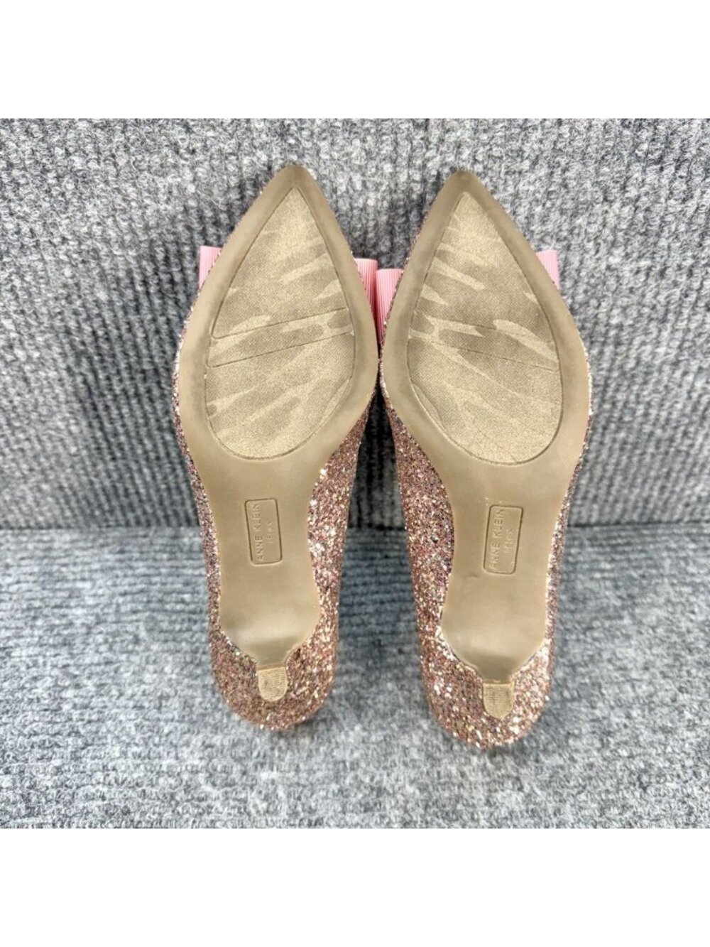 AK Anne Klein Akifa iFlex Heels Women’s 7.5 Pink Glitter Sparkle Bow Kitten Heel - Picture 11 of 13